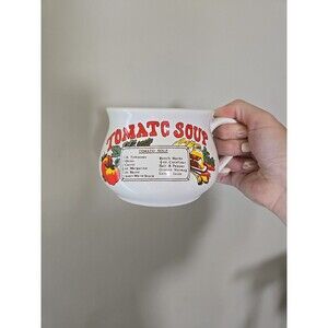 TOMATO SOUP Recipe Bowl Mug Handle Cup Ceramic No Brand 1 Side Print Vintage